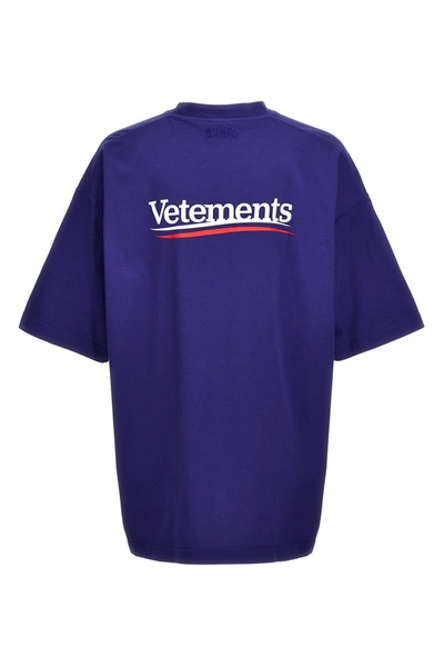 Shop Vetements Women 'campaign Logo' T-shirt In Blue