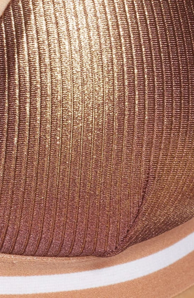 Shop Topshop Metallic Ribbed Triangle Bikini Top In Bronze