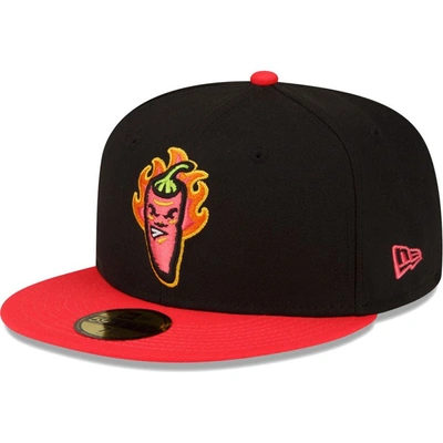 Shop New Era Black/red Lake County Captains Copa De La Diversion 59fifty Fitted Hat