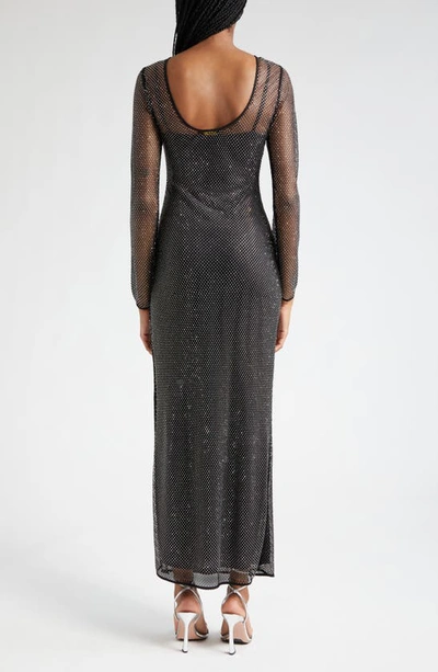 Shop Ramy Brook Lulu Long Sleeve Metallic Mesh Dress In Black Stud