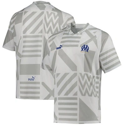 Shop Puma White Olympique Marseille Pre-match V-neck Top