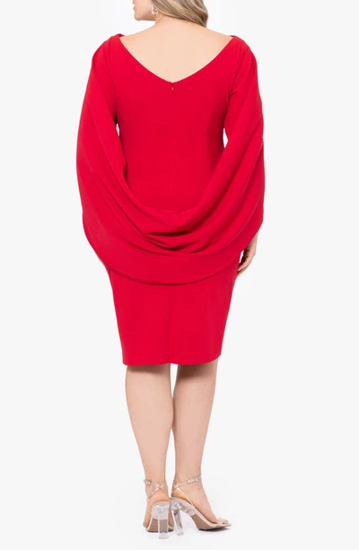 Betsy & Adam Short Scuba Crepe Drape Back Dress In Red