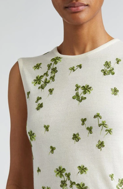 Shop Giambattista Valli Garden Embroidered Cashmere & Silk Sweater Vest In Ivory