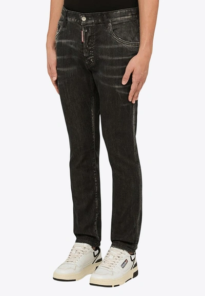 Shop Dsquared2 Basic Five-pocket Slim Skater Jeans In Black