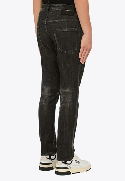 Shop Dsquared2 Basic Five-pocket Slim Skater Jeans In Black