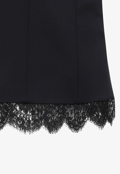 Shop Khaite Bo Lace-trim Satin Mini Dress In Black
