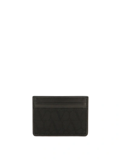 Shop Valentino Garavani Card Holder In Toile Iconographe Technical Fabric