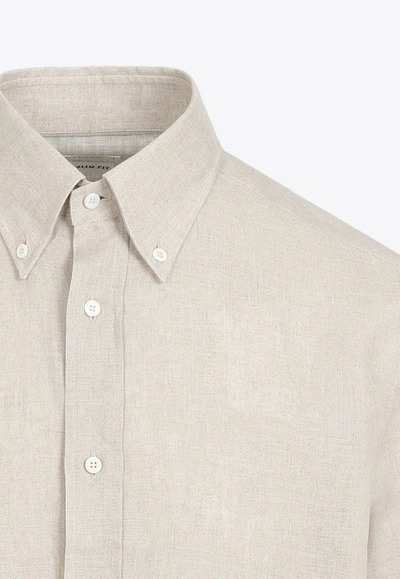 Shop Brunello Cucinelli Button-down Long-sleeved Shirt In Beige