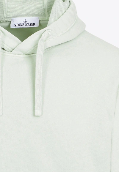 Shop Stone Island Buttoned-patch Hooded Sweatshirt In Green