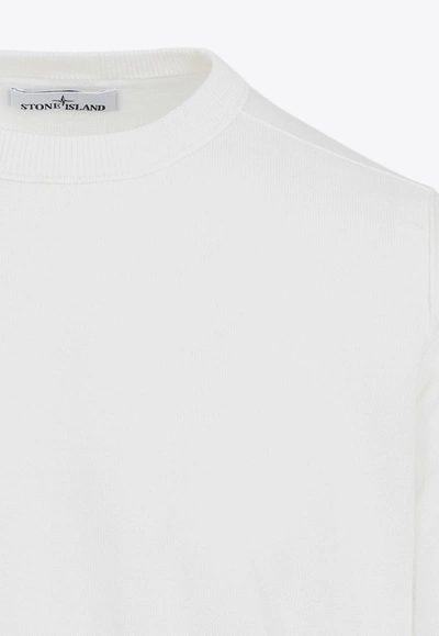 Shop Stone Island Buttoned-patch Knitted Sweater In White