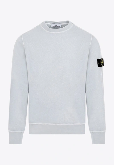 Shop Stone Island Buttoned-patch Pullover Sweatshirt In Blue