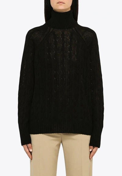 Shop Etro Cable-knit High-neck Sweater In Black