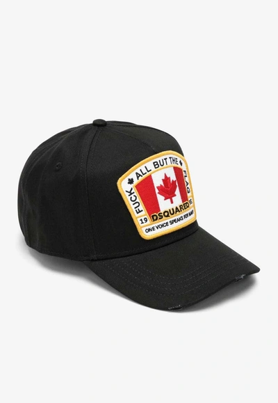 Shop Dsquared2 Canadian Flag Distressed Baseball Cap In Black