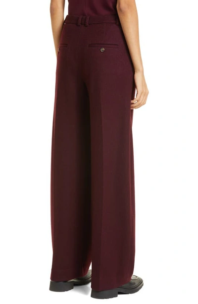 Shop Vince Cozy Pleated Wool Blend Pants In Cherry Wine