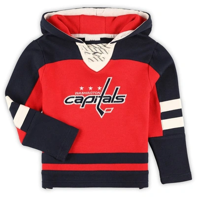 Shop Outerstuff Preschool Red Washington Capitals Ageless Revisited Lace-up V-neck Pullover Hoodie