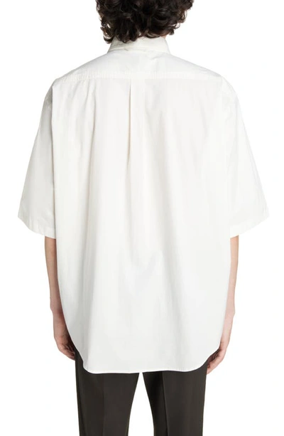 Shop Acne Studios Oversize Short Sleeve Stretch Cotton Button-up Shirt In White