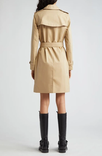 Burberry Kensington Organic Belted Double-breasted Trench Coat In Honey