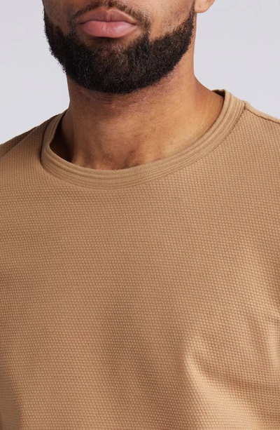 Shop Hugo Boss Tiburt Textured Cotton Blend T-shirt In Medium Beige