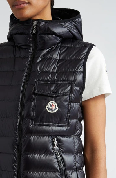 Shop Moncler Glygos Hooded Down Vest In Black