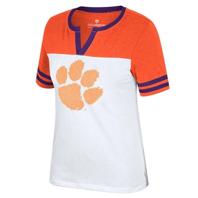 Shop Colosseum White/orange Clemson Tigers Frost Yourself Notch Neck T-shirt