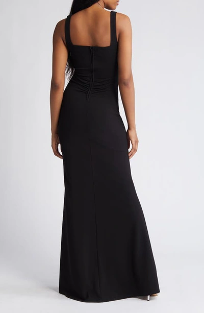 Shop Love, Nickie Lew Corset Sleeveless Ruched Gown In Black