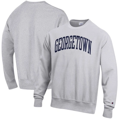 Shop Champion Heathered Gray Georgetown Hoyas Arch Reverse Weave Pullover Sweatshirt In Heather Gray