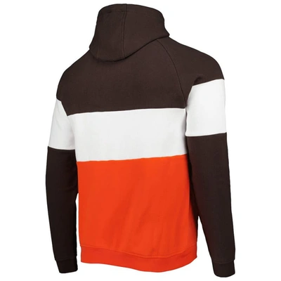 Shop New Era Orange Cleveland Browns Colorblock Current Pullover Hoodie