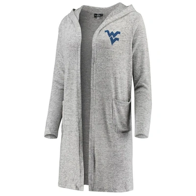 Shop Boxercraft Heathered Gray West Virginia Mountaineers Cuddle Soft Duster Tri-blend Hooded Cardigan In Heather Gray