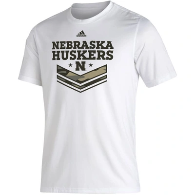 Shop Adidas Originals Adidas White Nebraska Huskers Military Appreciation Creator T-shirt