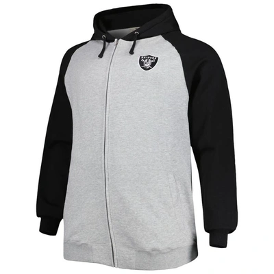 Shop Profile Heather Gray Las Vegas Raiders Big & Tall Fleece Raglan Full-zip Hoodie Jacket