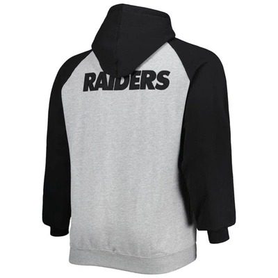 Shop Profile Heather Gray Las Vegas Raiders Big & Tall Fleece Raglan Full-zip Hoodie Jacket
