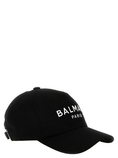 Shop Balmain Logo Baseball Cap In Black