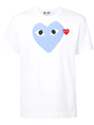 Shop Comme Des Garçons Play Play T-shirt Red Heart Clothing In Blue