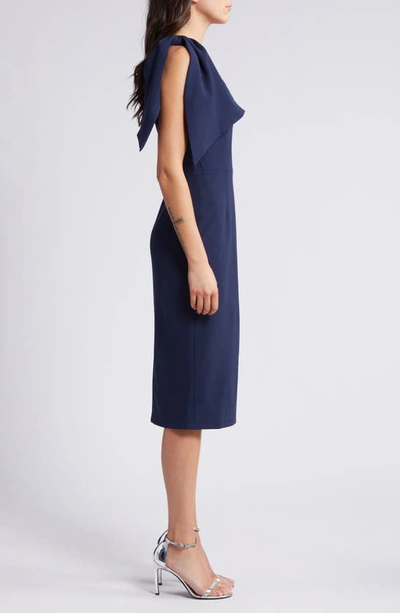 Shop Dress The Population Tiffany One-shoulder Midi Dress In Midnight