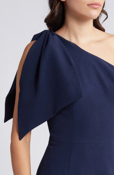 Shop Dress The Population Tiffany One-shoulder Midi Dress In Midnight