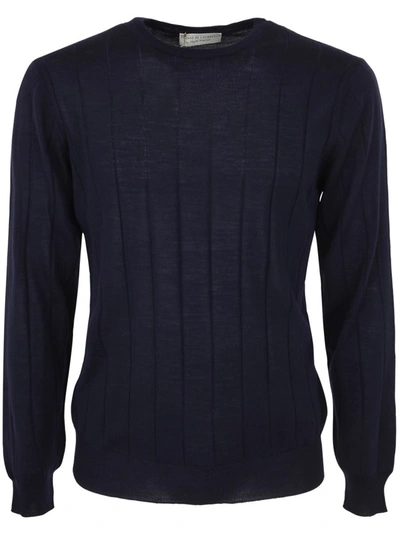 Shop Filippo De Laurentiis Royal Merino Long Sleeves Turtle Neck Ribbed Sweater Clothing In Blue