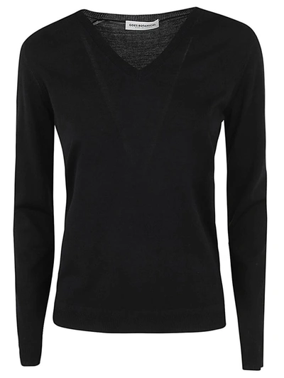 Shop Goes Botanical Long Sleeves V Neck Sweater Clothing In Black