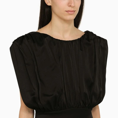 Shop Jil Sander Long Dress With Black Ruffles In Beige