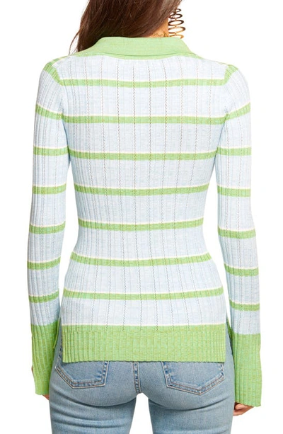 Shop Ramy Brook Raya Stripe Sweater In Green Blue Quarts Stripe