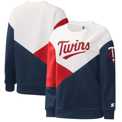 Shop Starter White/navy Minnesota Twins Shutout Pullover Sweatshirt
