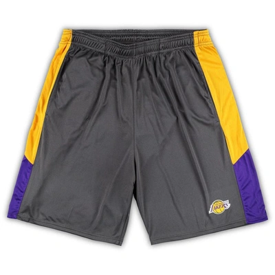 Shop Fanatics Branded Gray Los Angeles Lakers Big & Tall Shorts
