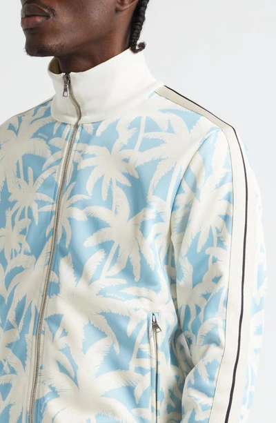 Shop Palm Angels Palm Print Track Jacket In Light Blue