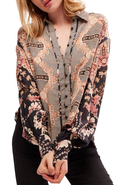 Shop Free People Virgo Bay Button Shirt In Black Combo