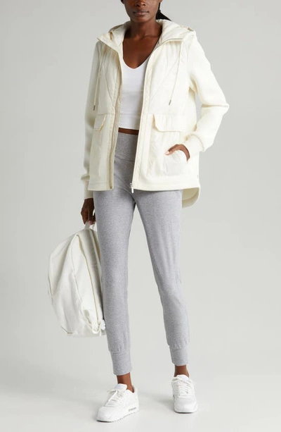 Shop Zella Hybrid Puffer Jacket In Ivory Egret