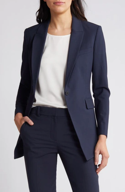 Shop Theory Etiennette B Good Wool Suit Jacket In Nocturne Navy