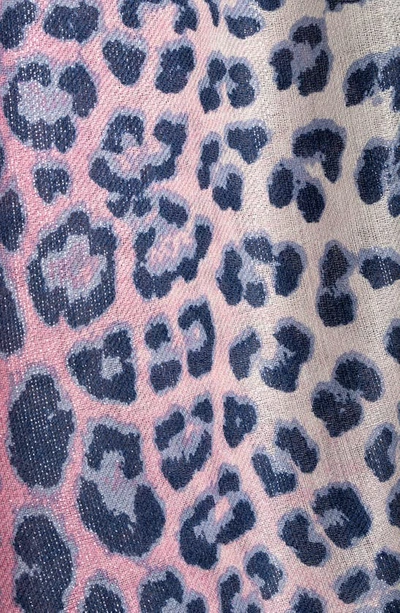Saachi Leopard Wool Shimmer Scarf In Pink