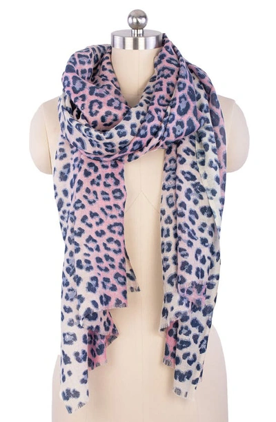 Saachi Leopard Wool Shimmer Scarf In Pink