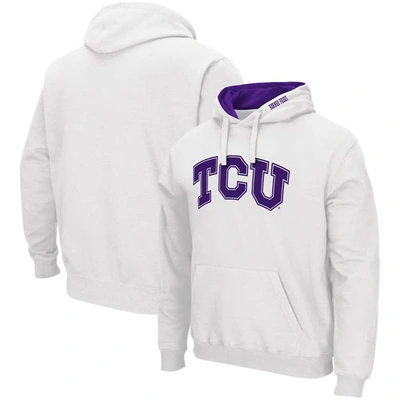 Colosseum Men's White Kansas Jayhawks Arch Logo 3.0 Pullover Hoodie In White