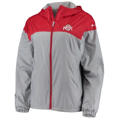 Shop Columbia Scarlet/gray Ohio State Buckeyes Flash Forward Lined Full-zip Windbreaker Hoodie Jacket
