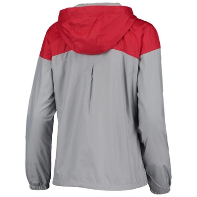 Shop Columbia Scarlet/gray Ohio State Buckeyes Flash Forward Lined Full-zip Windbreaker Hoodie Jacket